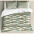 thumbnail image 1 of Ambesonne Cartoon Duvet Cover Sets, Roads Cars and Trees, 2-King, Ivory and Multicolor, 1 of 7