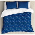 thumbnail image 1 of Ambesonne Cartoon Duvet Cover Sets, Unicorns Long Manes Art, 2-King, Night Blue and Multicolor, 1 of 7