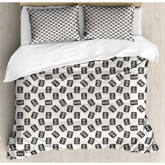 Ambesonne Cartoon Duvet Cover Sets, Xray Skeleton in Grunge, 2-Queen, Ivory and Charcoal Grey