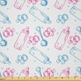 thumbnail image 1 of Ambesonne Cartoon Fabric by the Yard Microfiber, Art Milk Pattern Minimalist, 5 Yards, White Pink and Blue, 1 of 2