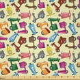 thumbnail image 1 of Ambesonne Cartoon Fabric by the Yard Microfiber, Colorful Motorcycles, 2 Yards, Blue Yellow, 1 of 2