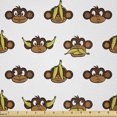 thumbnail image 1 of Ambesonne Cartoon Fabric by the Yard Microfiber, Funny Monkeys Bananas, 1 Yard, Brown Pale Brown Yellow, 1 of 2