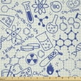 thumbnail image 1 of Ambesonne Cartoon Fabric by the Yard Microfiber, Geometry Chemistry Theme, 10 Yards, Blue and Ivory, 1 of 2