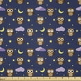 thumbnail image 1 of Ambesonne Cartoon Fabric by the Yard Microfiber, Owls Starry Night, 5 Yards, Indigo and Multicolor, 1 of 2