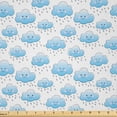 thumbnail image 1 of Ambesonne Cartoon Fabric by the Yard Microfiber, Smiling Rain Cloud, 1 Yard, Sky Blue Purple, 1 of 1