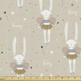 thumbnail image 1 of Ambesonne Cartoon Fabric by the Yard Upholstery, Ballerina Bunnies in Tutu, 1 Yard, Warm Taupe Blush, 1 of 5