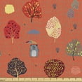 thumbnail image 1 of Ambesonne Cartoon Fabric by the Yard Upholstery, Bear with Umbrella Doodle, 10 Yards, Burnt Sienna and Multicolor, 1 of 5