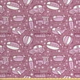 thumbnail image 1 of Ambesonne Cartoon Fabric by the Yard Upholstery, Boat Plane Train Car Print, 3 Yards, Dried Rose and Pale Pink, 1 of 4
