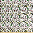 thumbnail image 1 of Ambesonne Cartoon Fabric by the Yard Upholstery, Christmas Santa Snowman, 2 Yards, Multicolor, 1 of 4