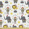 thumbnail image 1 of Ambesonne Cartoon Fabric by the Yard Upholstery, Circus Animals Jumping Art, 1 Yard, Multicolor, 1 of 5