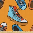 thumbnail image 1 of Ambesonne Cartoon Fabric by the Yard Upholstery, Colorful Funny Shoes Motif, 10 Yards, Dark Orange and Sky Blue, 1 of 5