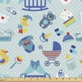 thumbnail image 1 of Ambesonne Cartoon Fabric by the Yard Upholstery, Crestcent Moon with Stars, 1 Yard, Pale Violet Blue Yellow, 1 of 5