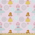 thumbnail image 1 of Ambesonne Cartoon Fabric by the Yard Upholstery, Dolls and Hearts in Shapes, 3 Yards, Rose Multicolor, 1 of 5