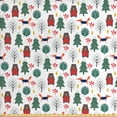 thumbnail image 1 of Ambesonne Cartoon Fabric by the Yard Upholstery, Fox and Bear Forest, 3 Yards, Multicolor, 1 of 4