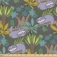 thumbnail image 1 of Ambesonne Cartoon Fabric by the Yard Upholstery, Funny Sloth Hanging in Tree, 3 Yards, Multicolor, 1 of 5