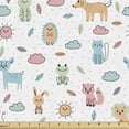thumbnail image 1 of Ambesonne Cartoon Fabric by the Yard Upholstery, Hand Drawn Animals Pattern, 2 Yards, Multicolor, 1 of 5