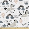 thumbnail image 1 of Ambesonne Cartoon Fabric by the Yard Upholstery, Horses Balloons Rainbow, 2 Yards, Slate Blue Dust, 1 of 5