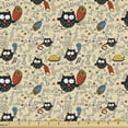 thumbnail image 1 of Ambesonne Cartoon Fabric by the Yard Upholstery, Hungry Owls Eating, 1 Yard, Black Multicolor, 1 of 5