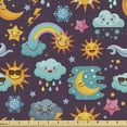 thumbnail image 1 of Ambesonne Cartoon Fabric by the Yard Upholstery, Joyful Smiling Sun Clouds, 2 Yards, Multicolor, 1 of 5