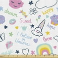 thumbnail image 1 of Ambesonne Cartoon Fabric by the Yard Upholstery, Rainbow Clouds Happy Items, 5 Yards, Multicolor, 1 of 5