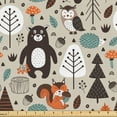 thumbnail image 1 of Ambesonne Cartoon Fabric by the Yard Upholstery, Repeating Forest Animals, 3 Yards, Grey Yellow and Multicolor, 1 of 1