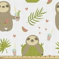 thumbnail image 1 of Ambesonne Cartoon Fabric by the Yard Upholstery, Sloth Cocktails, 1 Yard, White Multicolor, 1 of 5
