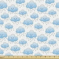 thumbnail image 1 of Ambesonne Cartoon Fabric by the Yard Upholstery, Smiling Rain Cloud, 5 Yards, Sky Blue Purple, 1 of 5