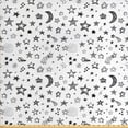 thumbnail image 1 of Ambesonne Cartoon Fabric by the Yard Upholstery, Stars and Crescent Moon, 5 Yards, Black White, 1 of 4
