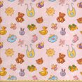 thumbnail image 1 of Ambesonne Cartoon Fabric by the Yard Upholstery, Teddy Bears and Ducks Fun, 5 Yards, Pale Pink and Multicolor, 1 of 4