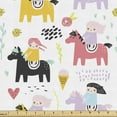 thumbnail image 1 of Ambesonne Cartoon Fabric by the Yard Upholstery, Young Girl Riding a Pony, 2 Yards, Multicolor, 1 of 5