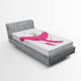thumbnail image 1 of Ambesonne Cartoon Fitted Sheet, 3 Cats Big Fish Magic, Twin Size, Pink, 1 of 2