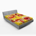 thumbnail image 1 of Ambesonne Cartoon Fitted Sheet, 4 Different Crabs, Queen Size, Earth Yellow and Orange, 1 of 2
