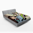 thumbnail image 1 of Ambesonne Cartoon Fitted Sheet, Alien Attack Astronaut, Queen Size, Multicolor, 1 of 2