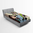 thumbnail image 1 of Ambesonne Cartoon Fitted Sheet, Alien Attack Astronaut, Twin Size, Multicolor, 1 of 2