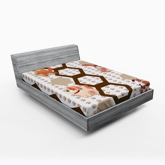 Ambesonne Cartoon Fitted Sheet, Animals, Queen Size, Multicolor
