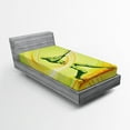 thumbnail image 1 of Ambesonne Cartoon Fitted Sheet, Baseball Player Hits, Twin XL Size, Green Yellow, 1 of 2