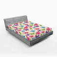 thumbnail image 1 of Ambesonne Cartoon Fitted Sheet, Butterflies on Wavy Lines, King Size, Multicolor, 1 of 3