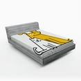 thumbnail image 1 of Ambesonne Cartoon Fitted Sheet, Cats and Dogs Friends, Queen Size, Black White and Apricot, 1 of 2