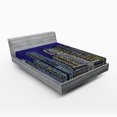 thumbnail image 1 of Ambesonne Cartoon Fitted Sheet, Cityscape Square Blue, Full Size, Dark Blue and Yellow, 1 of 2