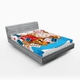 thumbnail image 1 of Ambesonne Cartoon Fitted Sheet, Fantasy World Cards Clocks, Queen Size, Multicolor, 1 of 2