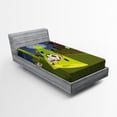 thumbnail image 1 of Ambesonne Cartoon Fitted Sheet, Farm Cow Alien Comics, Twin Size, Multicolor, 1 of 2