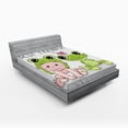 thumbnail image 1 of Ambesonne Cartoon Fitted Sheet, Frog Love Friends, Full Size, White Cream Green, 1 of 2