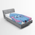 thumbnail image 1 of Ambesonne Cartoon Fitted Sheet, Funny Cartoon Animal Falls, Twin XL Size, Pink Blue, 1 of 3