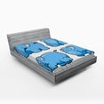thumbnail image 1 of Ambesonne Cartoon Fitted Sheet, Funny Motifs, Queen Size, Pale Blue White, 1 of 2