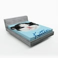 thumbnail image 1 of Ambesonne Cartoon Fitted Sheet, Furry Pink Nose Kitten, Queen Size, Black White Blue, 1 of 2