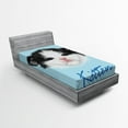 thumbnail image 1 of Ambesonne Cartoon Fitted Sheet, Furry Pink Nose Kitten, Twin XL Size, Black White Blue, 1 of 2