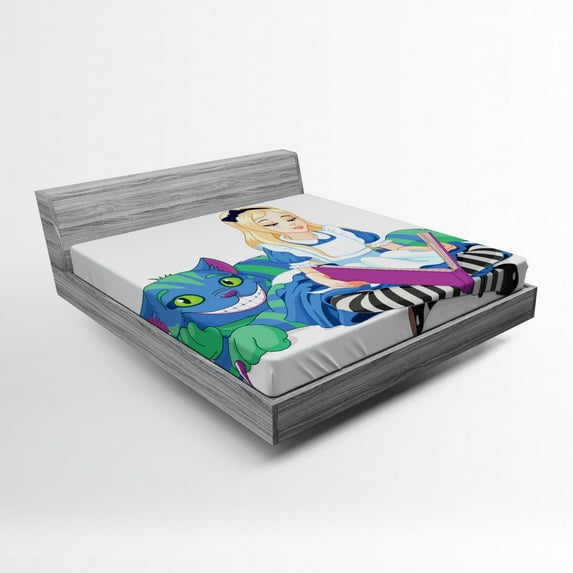 Ambesonne Cartoon Fitted Sheet, Happiness Love, Full Size, Multicolor