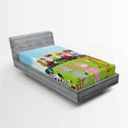 thumbnail image 1 of Ambesonne Cartoon Fitted Sheet, Happy Savannah Forest Train, Twin Size, Multicolor, 1 of 3