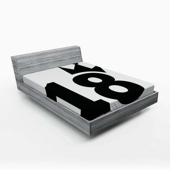 Ambesonne Cartoon Fitted Sheet, Jersey Seem Bold 18, Full Size, Black and White