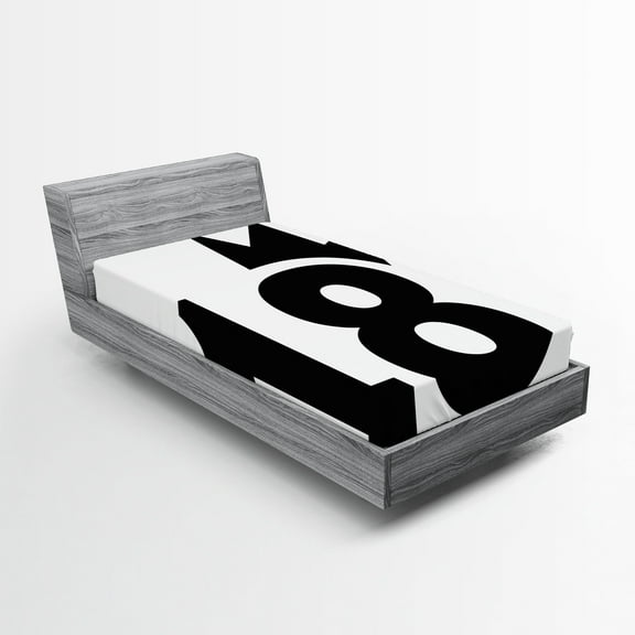 Ambesonne Cartoon Fitted Sheet, Jersey Seem Bold 18, Twin Size, Black and White